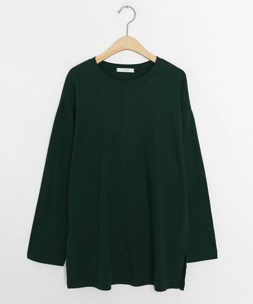 DHOLIC（ディーホリック）の「スリットロングTシャツ（Tシャツ/カットソー・レディース・ホワイト/ブラック/ベージュ/グリーン・FREE）」の4枚目の写真