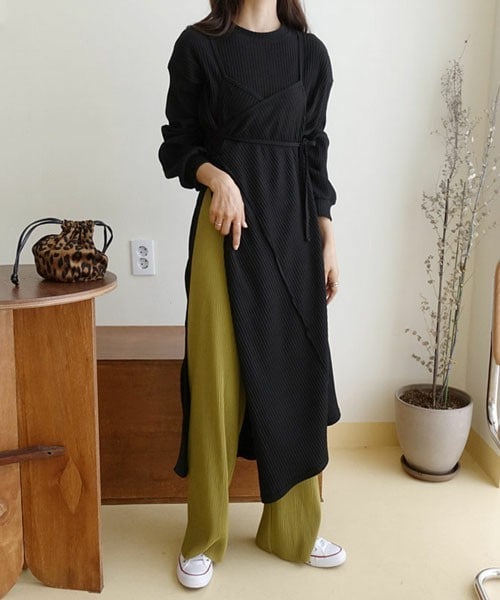 DHOLIC（ディーホリック）の「ラップリブワンピース（ワンピース・レディース・グリーン/ホワイト/ブラック・FREE）」の3枚目の写真