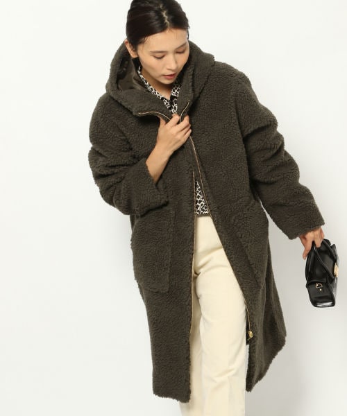 BARNYARDSTORM（バンヤードストーム）の「ボアフーディコート（ジャケット/アウター・チャコール/ベージュ）」の7枚目の写真