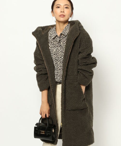 BARNYARDSTORM（バンヤードストーム）の「ボアフーディコート（ジャケット/アウター・チャコール/ベージュ）」の6枚目の写真