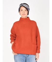 45R 畦編み 馬比古 セーター ブルー 45R（フォーティファイブアール）の「畦編みの馬比古セーター