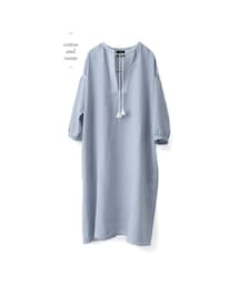 haco! | ＆スロウ　綿麻素材の刺しゅうワンピースの会(ワンピース)