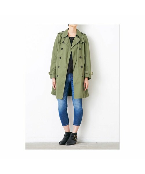 haco!（ハコ）の「.fr クラシック＆モダントレンチコート：ミリタリーオリーブ（ステンカラーコート・レディース・Various・S/M/L/LL/MT）」の3枚目の写真