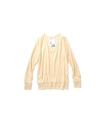 haco! | haco.FACTORY 杢(もく)感がかわいいシンプルVネックトップス:イエロー(Tシャツ/カットソー)
