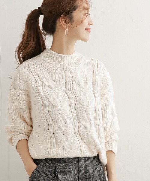 URBAN RESEARCH DOORS（アーバンリサーチドアーズ）の「プチハイネックアラン柄プルオーバー（その他・レディース・BEIGE/OFF WHITE/PURPLE・one）」の12枚目の写真