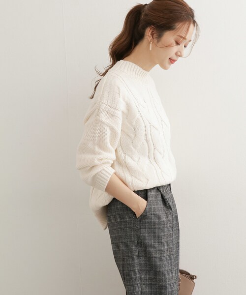 URBAN RESEARCH DOORS（アーバンリサーチドアーズ）の「プチハイネックアラン柄プルオーバー（その他・レディース・BEIGE/OFF WHITE/PURPLE・one）」の14枚目の写真