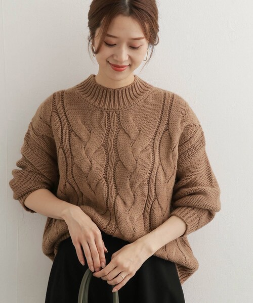 URBAN RESEARCH DOORS（アーバンリサーチドアーズ）の「プチハイネックアラン柄プルオーバー（その他・レディース・BEIGE/OFF WHITE/PURPLE・one）」の4枚目の写真
