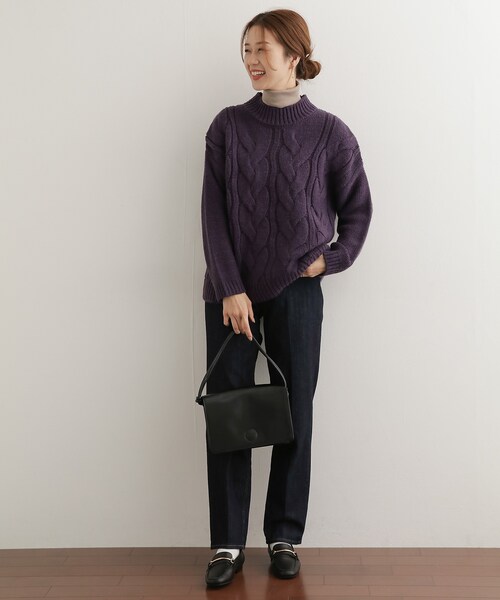 URBAN RESEARCH DOORS（アーバンリサーチドアーズ）の「プチハイネックアラン柄プルオーバー（その他・レディース・BEIGE/OFF WHITE/PURPLE・one）」の11枚目の写真