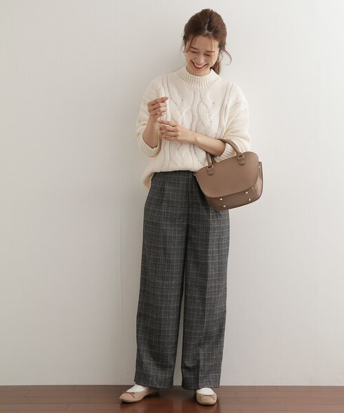 URBAN RESEARCH DOORS（アーバンリサーチドアーズ）の「プチハイネックアラン柄プルオーバー（その他・レディース・BEIGE/OFF WHITE/PURPLE・one）」の15枚目の写真