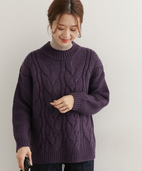 URBAN RESEARCH DOORS（アーバンリサーチドアーズ）の「プチハイネックアラン柄プルオーバー（その他・レディース・BEIGE/OFF WHITE/PURPLE・one）」の10枚目の写真