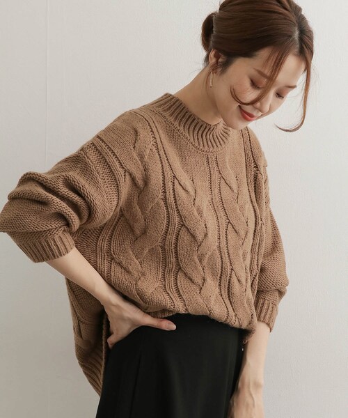 URBAN RESEARCH DOORS（アーバンリサーチドアーズ）の「プチハイネックアラン柄プルオーバー（その他・レディース・BEIGE/OFF WHITE/PURPLE・one）」の5枚目の写真