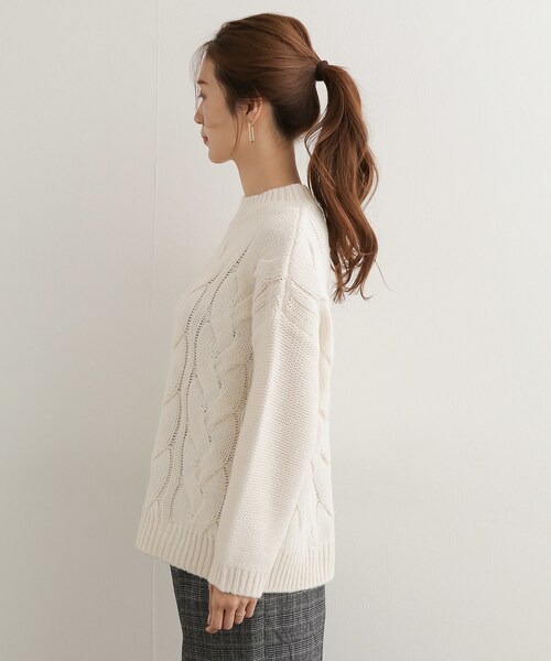 URBAN RESEARCH DOORS（アーバンリサーチドアーズ）の「プチハイネックアラン柄プルオーバー（その他・レディース・BEIGE/OFF WHITE/PURPLE・one）」の17枚目の写真