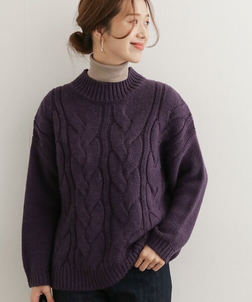URBAN RESEARCH DOORS（アーバンリサーチドアーズ）の「プチハイネックアラン柄プルオーバー（その他・レディース・BEIGE/OFF WHITE/PURPLE・one）」の8枚目の写真