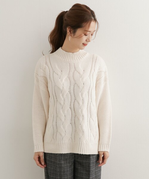 URBAN RESEARCH DOORS（アーバンリサーチドアーズ）の「プチハイネックアラン柄プルオーバー（その他・レディース・BEIGE/OFF WHITE/PURPLE・one）」の16枚目の写真