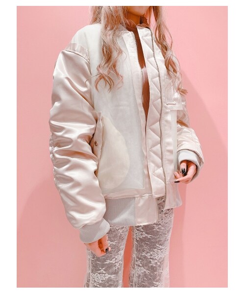 lilLilly（リルリリー）の「オーガンジーMA-1（ジャケット/アウター・レディース・BEIGE/KHAKI/BLACK・FREE）」の2枚目の写真