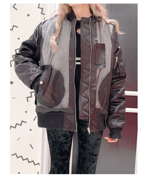 lilLilly（リルリリー）の「オーガンジーMA-1（ジャケット/アウター・レディース・BEIGE/KHAKI/BLACK・FREE）」の9枚目の写真