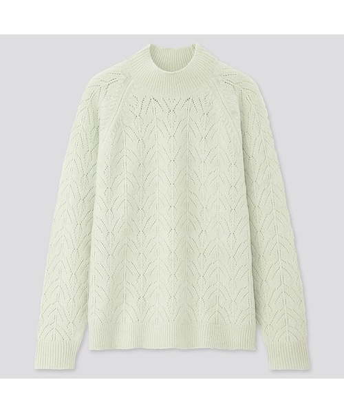 UNIQLO（ユニクロ）の「ライトスフレヤーンポインテールクルーネックセーター（長袖）（ニット/セーター・レディース・GRAY 03/LIGHT GREEN 50/NATURAL 30/OFF WHITE 01/NAVY 69・S/XL/M/L/3XL/XS/XXL）」の4枚目の写真