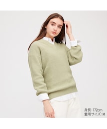 UNIQLO | ボリュームVネックロングセーター（長袖）(ニット/セーター)