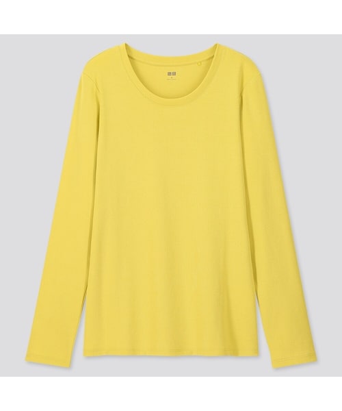 UNIQLO（ユニクロ）の「コットンフライスクルーネックT（長袖）（Tシャツ/カットソー・レディース・BLACK 09/OLIVE 56/LIGHT GREEN 50/WHITE 00/LIGHT ORANGE 21/NAVY 69/NATURAL 30/GRAY 03/PINK 10/GREEN 52・XL/S/L/XS/XXL/M/3XL）」の7枚目の写真