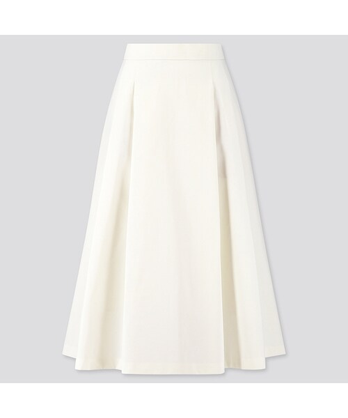 UNIQLO（ユニクロ）の「ドライストレッチタックフレアスカート（ハイウエスト・丈標準73～77cm）（スカート・レディース・BLACK 09/OFF WHITE 01/PURPLE 71/BLUE 62・L/S/M/XL/XS/XXL）」の2枚目の写真