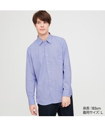 UNIQLO | エクストラファインコットンブロードストライプシャツ（レギュラーカラー・長袖）(シャツ/ブラウス)