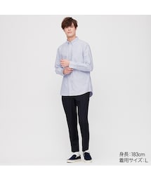 UNIQLO | オックスフォードストライプシャツ（ボタンダウン・長袖）(シャツ/ブラウス)
