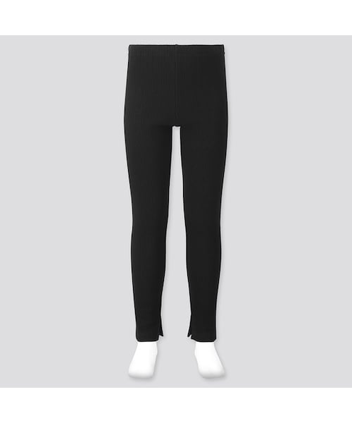 UNIQLO（ユニクロ）の「GIRLS レギンス（リブ・スリット・10分丈）（レギンス/スパッツ・キッズ・GRAY 03/BLACK 09/GREEN 54・140/110/150/130/160/120）」の2枚目の写真