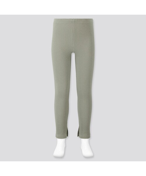 UNIQLO（ユニクロ）の「GIRLS レギンス（リブ・スリット・10分丈）（レギンス/スパッツ・キッズ・GRAY 03/BLACK 09/GREEN 54・140/110/150/130/160/120）」の3枚目の写真