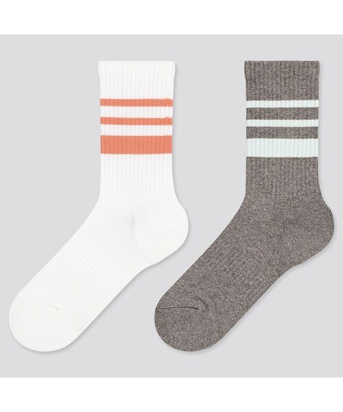 UNIQLO（ユニクロ）の「GIRLS レギュラーソックス（ライン・2足組）（ソックス/靴下・キッズ・GRAY 03/WHITE 00・20-24/16-20）」の2枚目の写真