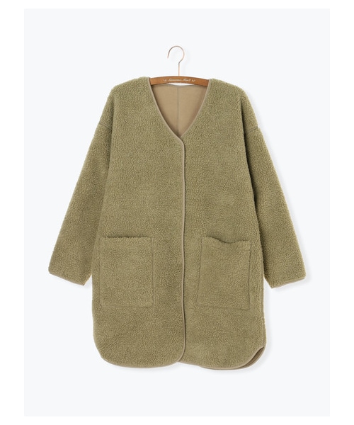 Samansa Mos2（サマンサ モスモス）の「リバーシブルボアコート（ジャケット/アウター・チャコールグレー/ベージュ/カーキ・F）」の14枚目の写真