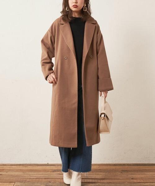 natural couture（ナチュラルクチュール）の「ウエストマーク大人きれめコート（チェスターコート・レディース・ホワイト/ベージュ/ブルー/グリーン/ブラウン・フリー）」の2枚目の写真