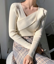 DHOLIC | ユニークネックリブニット(ニット/セーター)