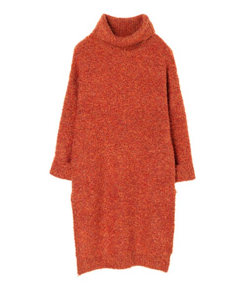 earth music&ecology(アースミュージックアンドエコロジー)の「SLF ブークレタートルネックロングニットワンピース(ワンピース/ドレス・ベージュ/オレンジ・F)」の9枚目の写真