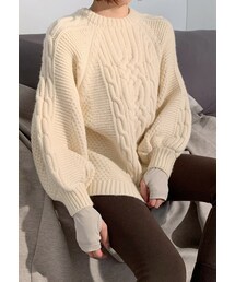 큐티 꽈배기 퍼프 knit (울60%)