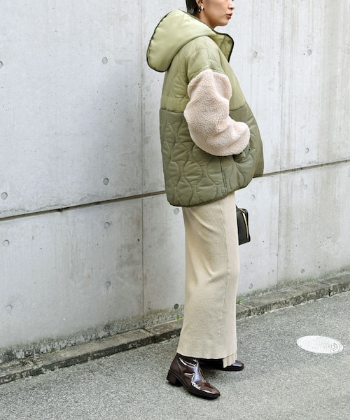 no brand（ノーブランド）の「キルト×ボアZIPナイロンアウター（ダウンジャケット/コート・レディース・その他）」の3枚目の写真