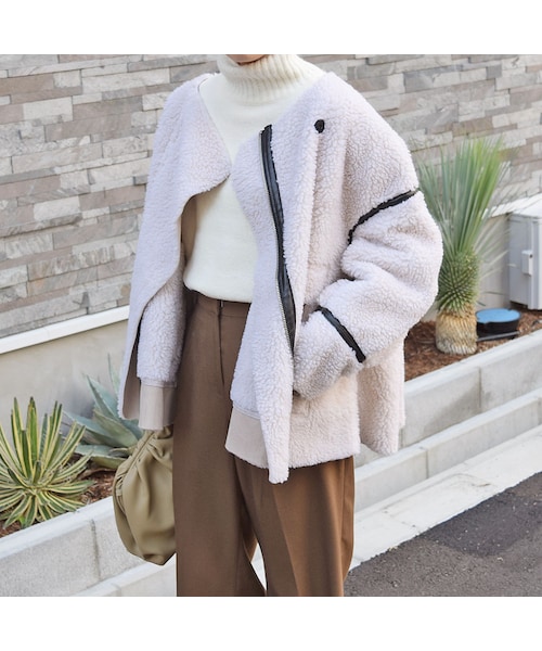 no brand(ノーブランド)の「パイピングボアJK(ブルゾン・レディース・その他)」の1枚目の写真