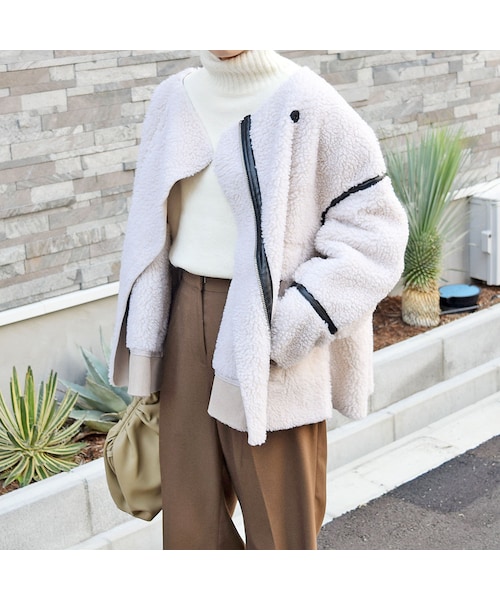 no brand(ノーブランド)の「パイピングボアJK(ブルゾン・レディース・その他)」の2枚目の写真