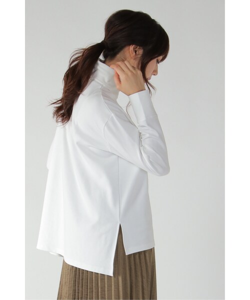 ikka(イッカ)の「クシュハイネックロンT(Tシャツ・カットソー・レディース・オフホワイト/グレー/ブラック・M/L)」の1枚目の写真