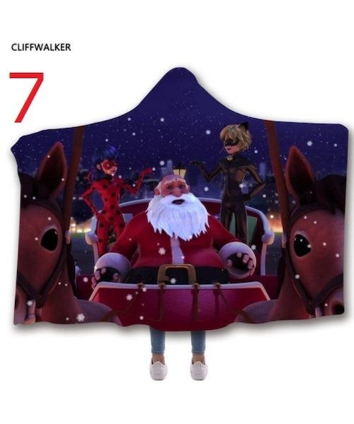 no brand（ノーブランド）の「ミラキュラス レディバグ  シャノワール   3Dデザイン あったか毛布　フード付き ブランケット 子供サイズ /レディバググッズ（マフラー・キッズ・その他）」の7枚目の写真