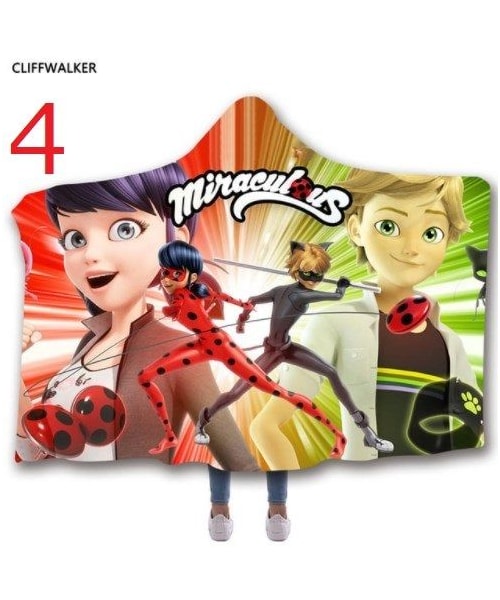 no brand（ノーブランド）の「ミラキュラス レディバグ  シャノワール   3Dデザイン あったか毛布　フード付き ブランケット 子供サイズ /レディバググッズ（マフラー・キッズ・その他）」の4枚目の写真