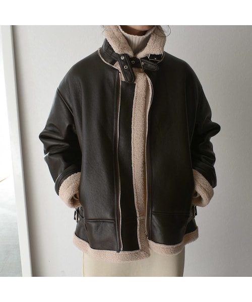 Lavish Gate（ラヴィッシュゲート）の「coat-02027　エコレザー　B-3 　フライトジャケット　ダークブラウン（その他アウター・レディース・その他）」の9枚目の写真
