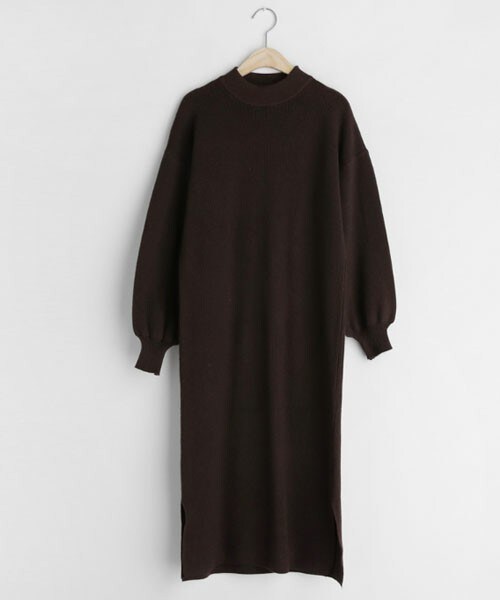 DHOLIC（ディーホリック）の「パフスリーブニットワンピース（ワンピース・レディース・ベージュ/ブラウン/グレー/ブラック・FREE）」の4枚目の写真