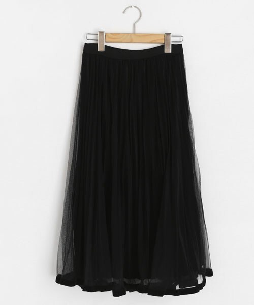 DHOLIC（ディーホリック）の「ベロアプリーツチュールスカート（スカート・レディース・ベージュ/ブラック・FREE）」の2枚目の写真