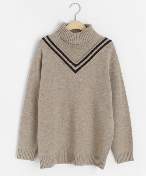 DHOLIC（ディーホリック）の「タートルネックダブルラインニット（ニット/セーター・レディース・グレー/その他/ブラウン/ベージュ・FREE）」の3枚目の写真