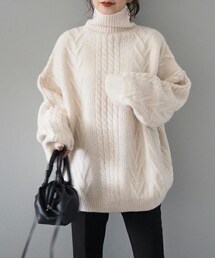 LAULEN | highneck cable knit(ニット/セーター)