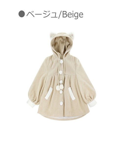 Bobon21（ボボンニジュウイチ）の「雪ギツネポンチョ風コート-全２色-（ポンチョ・レディース・ピンク/ベージュ・S/M）」の2枚目の写真