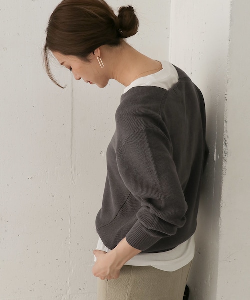URBAN RESEARCH DOORS - 【さかも】コットン畦Vネックニット  *CHARCOAL URBAN RESEARCH DOORS（アーバンリサーチドアーズ）の「コットン