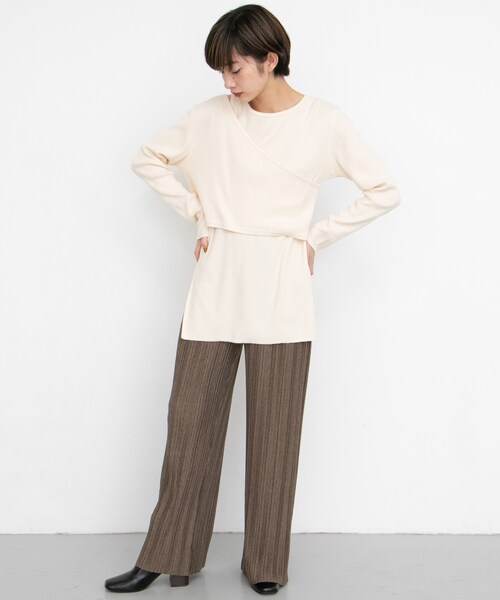 KBF（ケイビーエフ）の「プリーツイージーカットパンツ（その他・レディース・ORG BROWN/L.KHAKI/D.BROWN・one）」の5枚目の写真