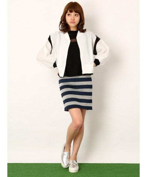 NOMINE(ノミネ)の「シースルーチェックスタジャン【ViVi2014年06月号P.156掲載】(ジャケット/アウター・レディース・white/black・F)」の10枚目の写真
