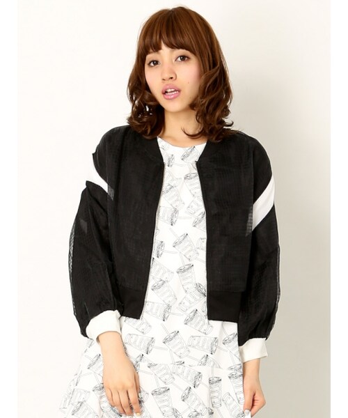 NOMINE(ノミネ)の「シースルーチェックスタジャン【ViVi2014年06月号P.156掲載】(ジャケット/アウター・レディース・white/black・F)」の3枚目の写真